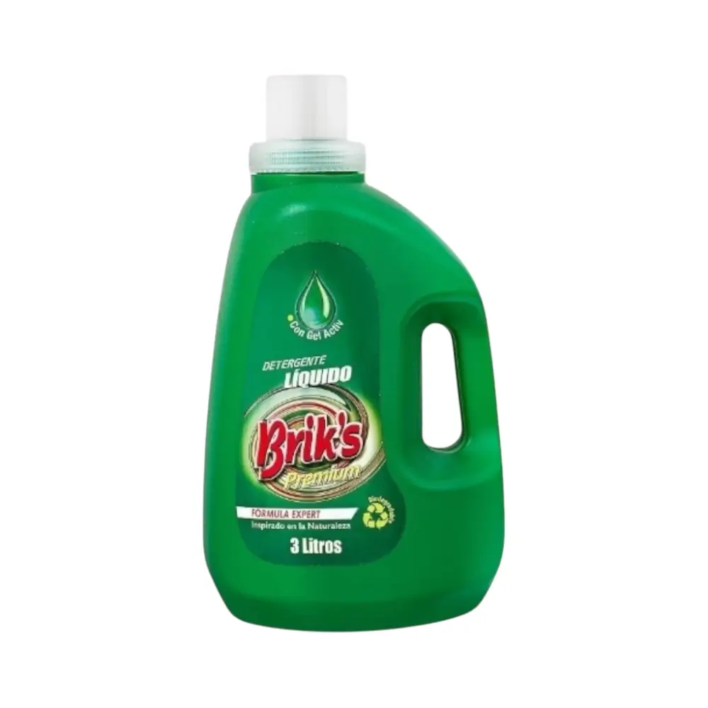 detergente liquido briks premium con gel activo 3 litros