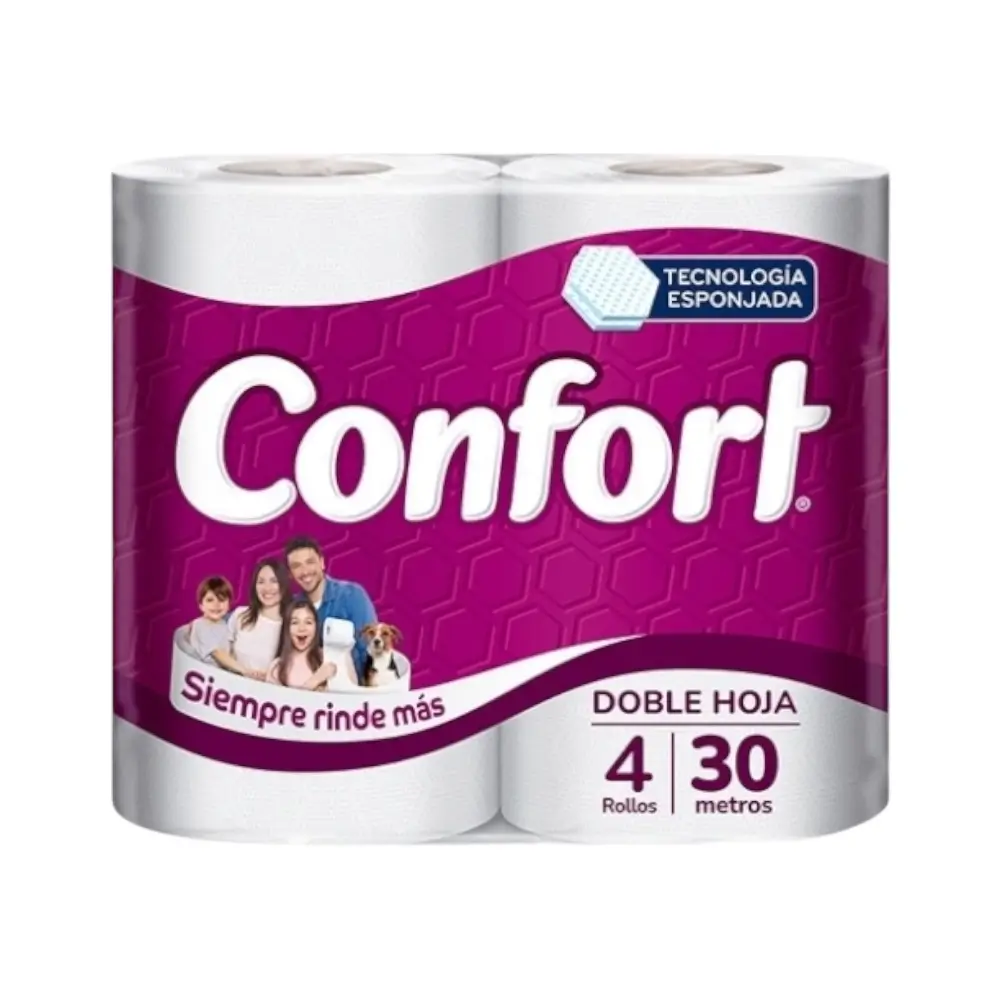 papel higienico confort doble hoja 30m 4rollos