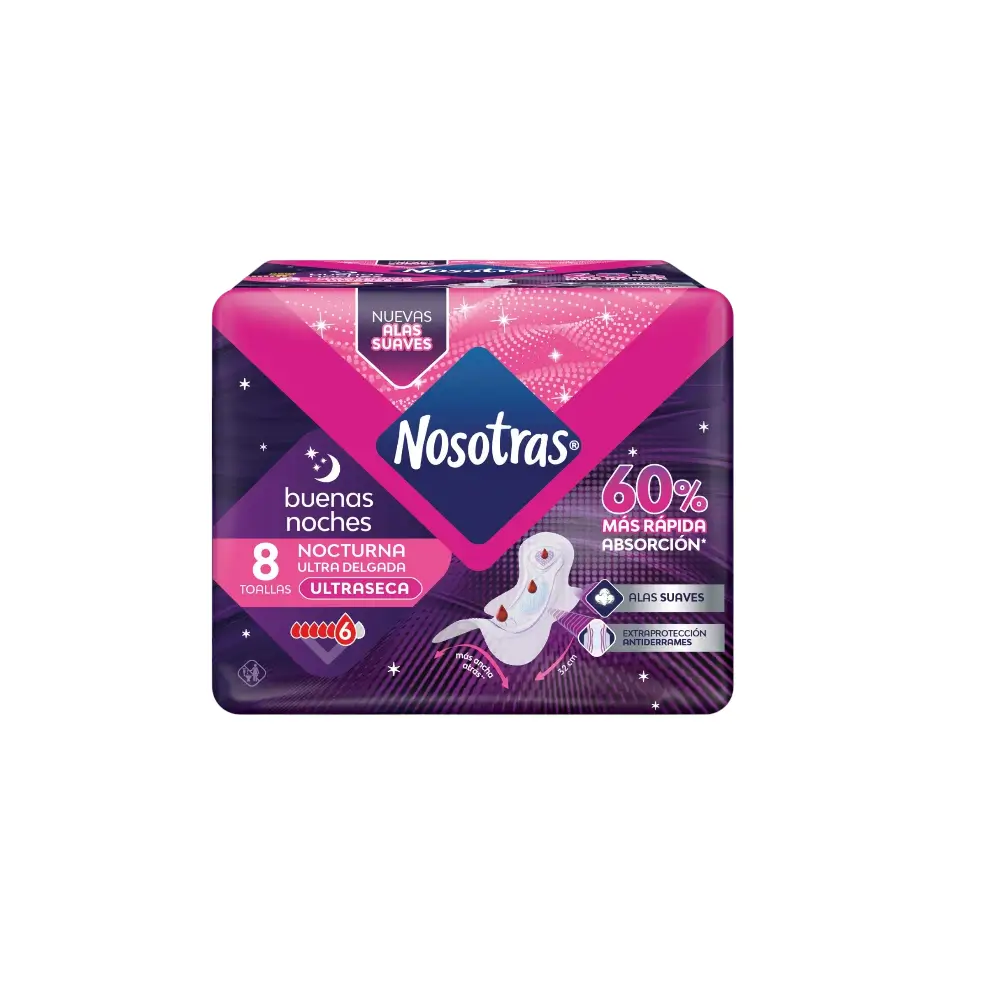 Toallas Higiénicas Nosotras Nocturna Ultraseca (8 un)